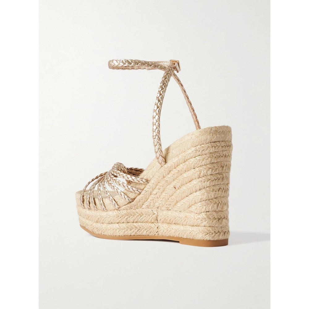 Loeffler Randal Pamela Mignon metallic leather platform wedge sandals in Gold 10 - Picture 3 of 15